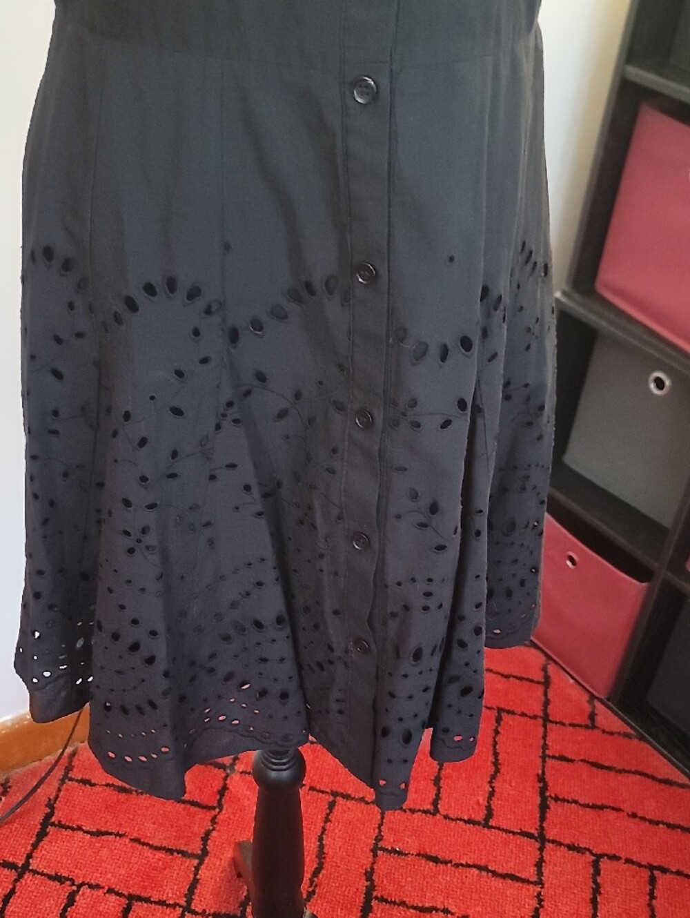 Zara Black Eyelet-Hem Mini Shirt Dress size small - Picture 8 of 13